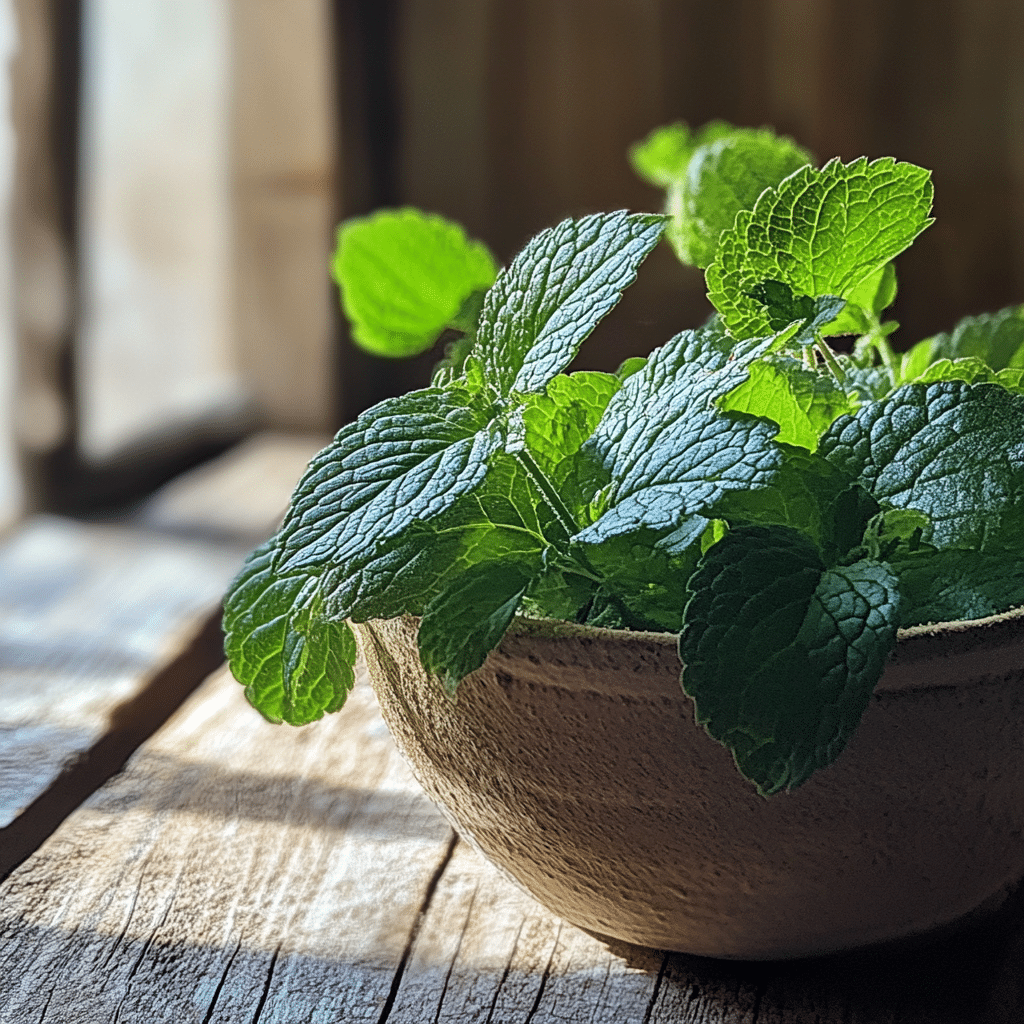 lemon balm tincture leaves close up