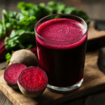 Organic beetroot juice in a glass