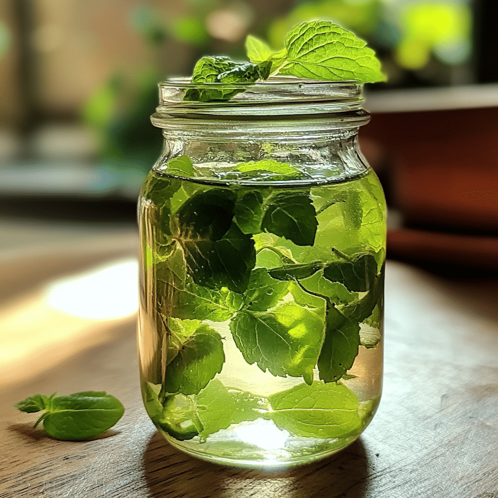 lemon balm tincture in jar making