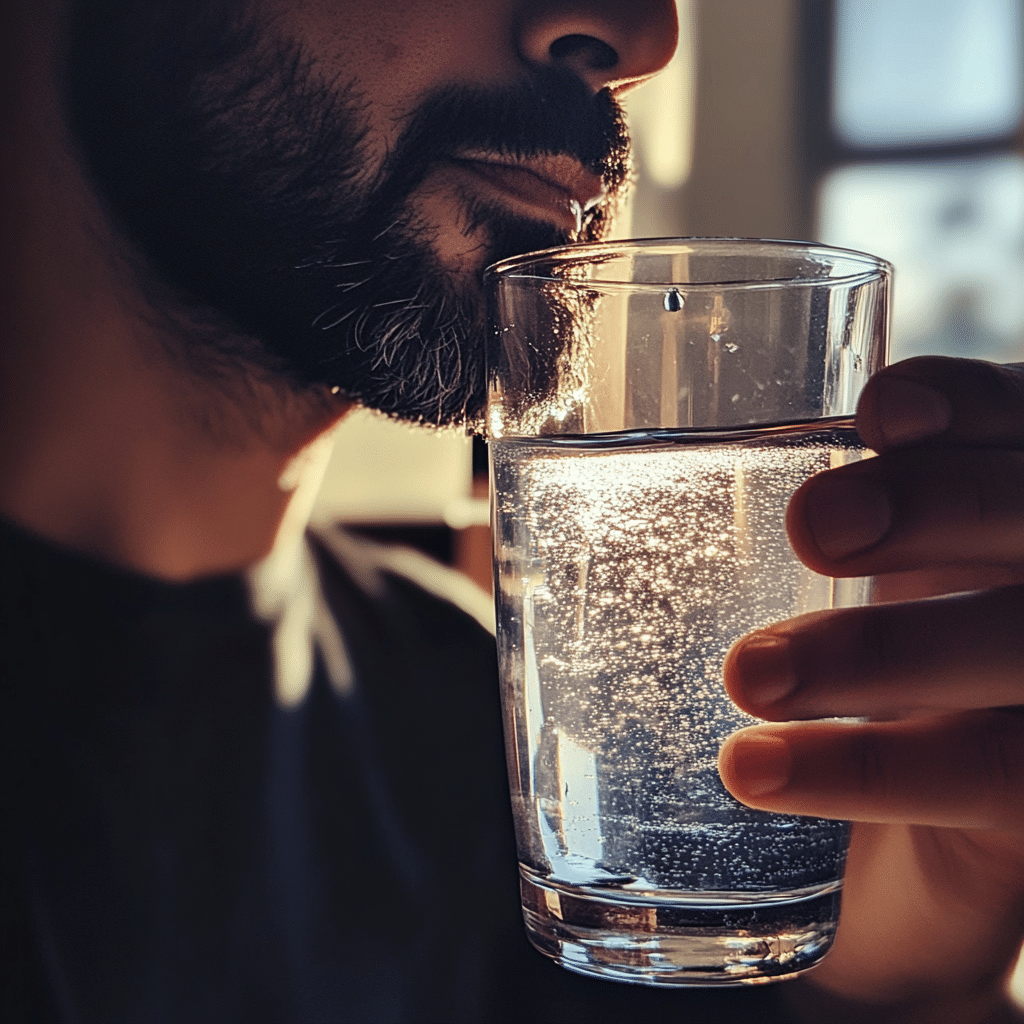 Blue Salt for Men – The Natural Wellness Boost Men Are Talking About 5 Man hydrating with Blue Salt for Men