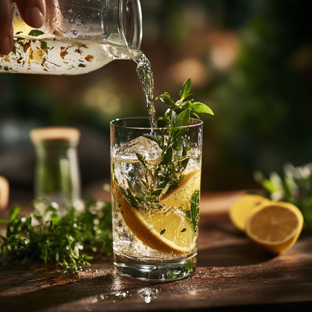 pouring natural zepbound drink into glass