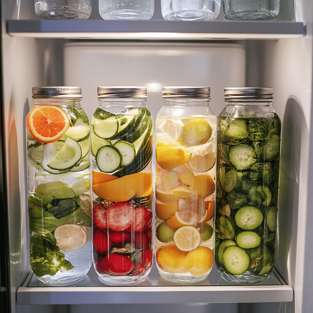 Detox water stored in refrigerator for freshness
