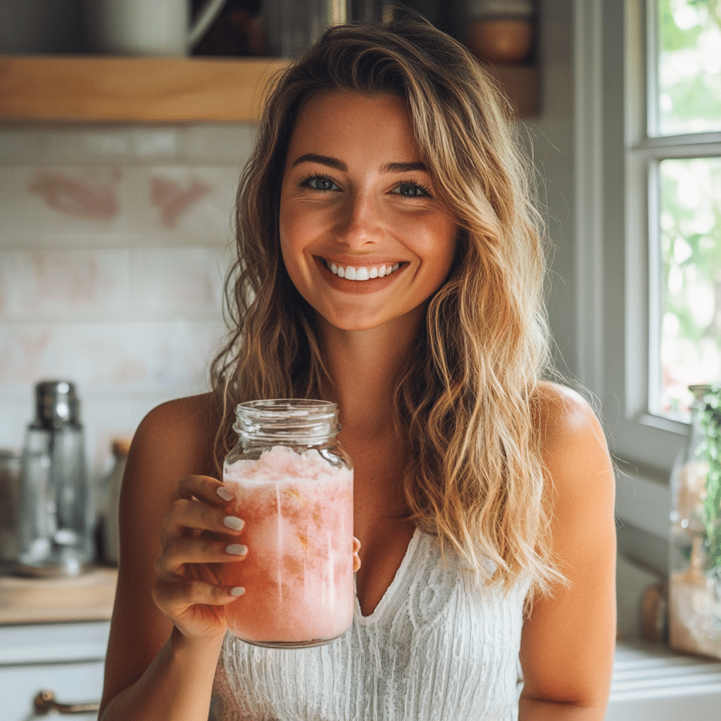 Pink Salt Weight Loss Recipe: The Simple Detox That’s Taking Over in 2025 8 Woman drinking pink salt detox water for weight loss