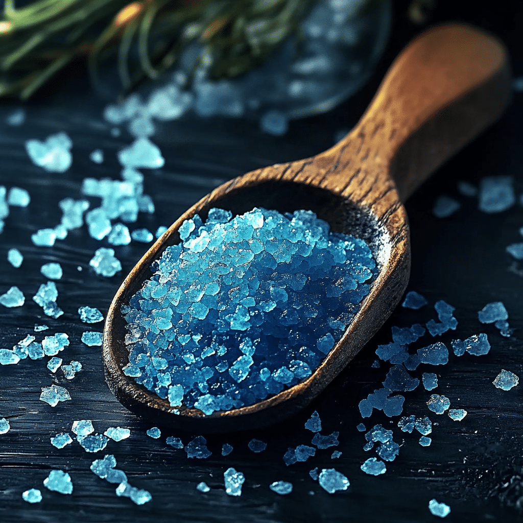 Blue Salt for Men in a glass jar
