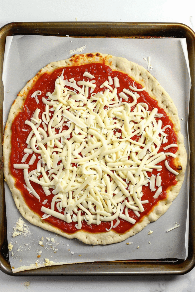Keto Cottage Cheese Egg Pizza Crust: The Ultimate Gluten-Free Low-Carb Crust Alternative 14 Unbaked keto pizza crust with tomato sauce and shredded mozzarella
