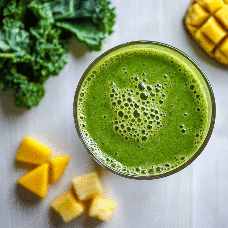 Detox Island Green Smoothie with kale and mango