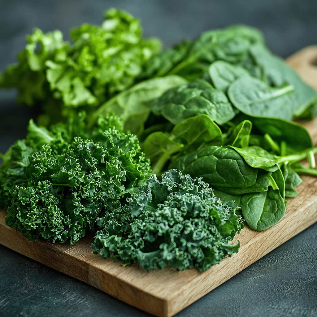 Fresh kale and spinach for Detox Island Green Smoothie