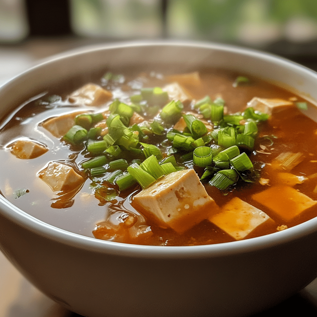 Hot and sour soup nutritional content close-up