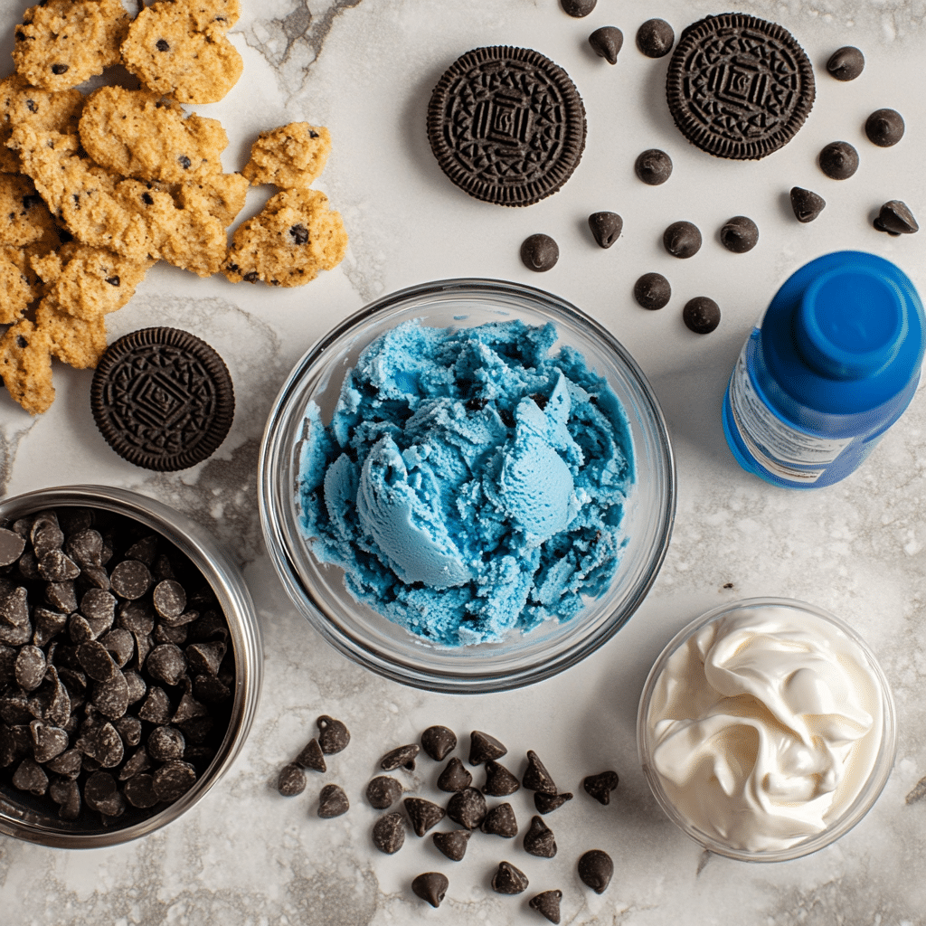 Cookie Monster Ice Cream Ingredients Layout