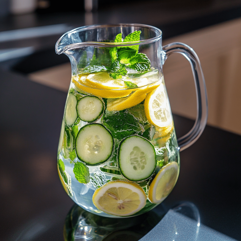Detox water with cucumber and lemon