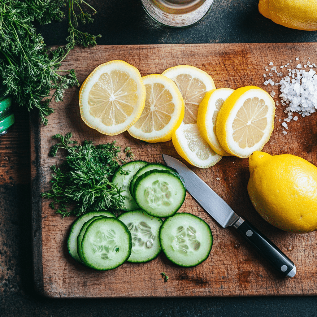 How to make cucumber lemon water recipe step by step