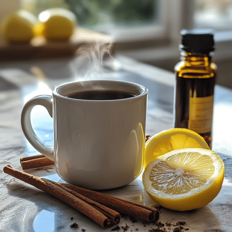Coffee loophole recipe with cinnamon, lemon, and MCT oil