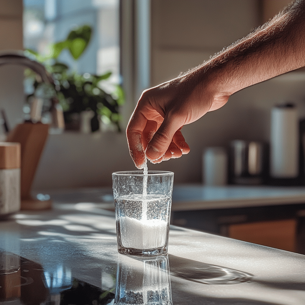 man mixing baking soda trick for men recipe