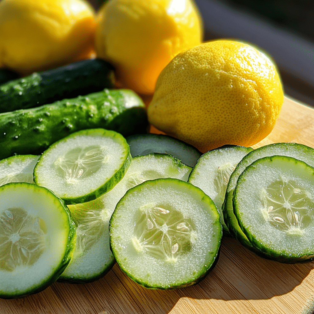sliced cucumber and lemon for infused water