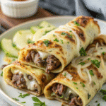 Keto Philly Cheesesteak Rolls freshly baked with melted cheese