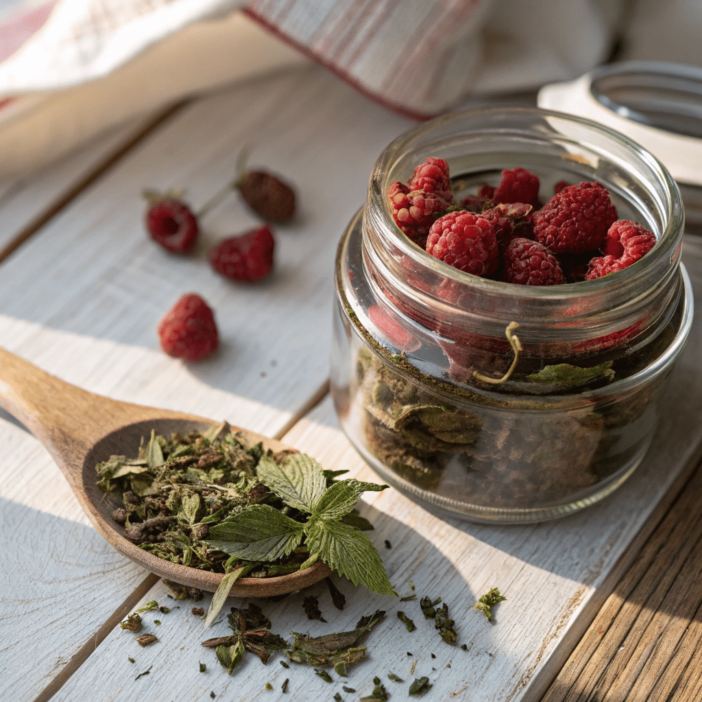 dried raspberry leaves for raspberry leaf tea drink