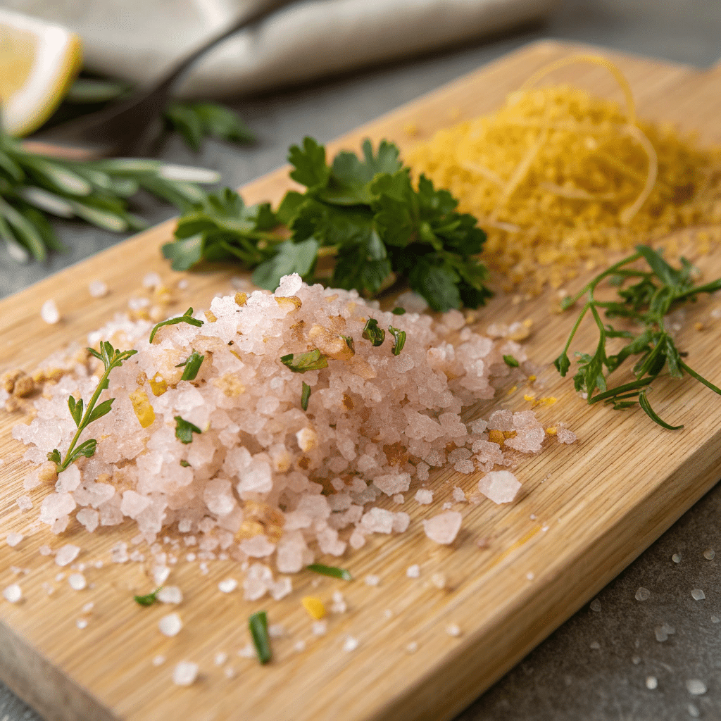 Japanese Pink Salt Recipe with herbs and lemon zest