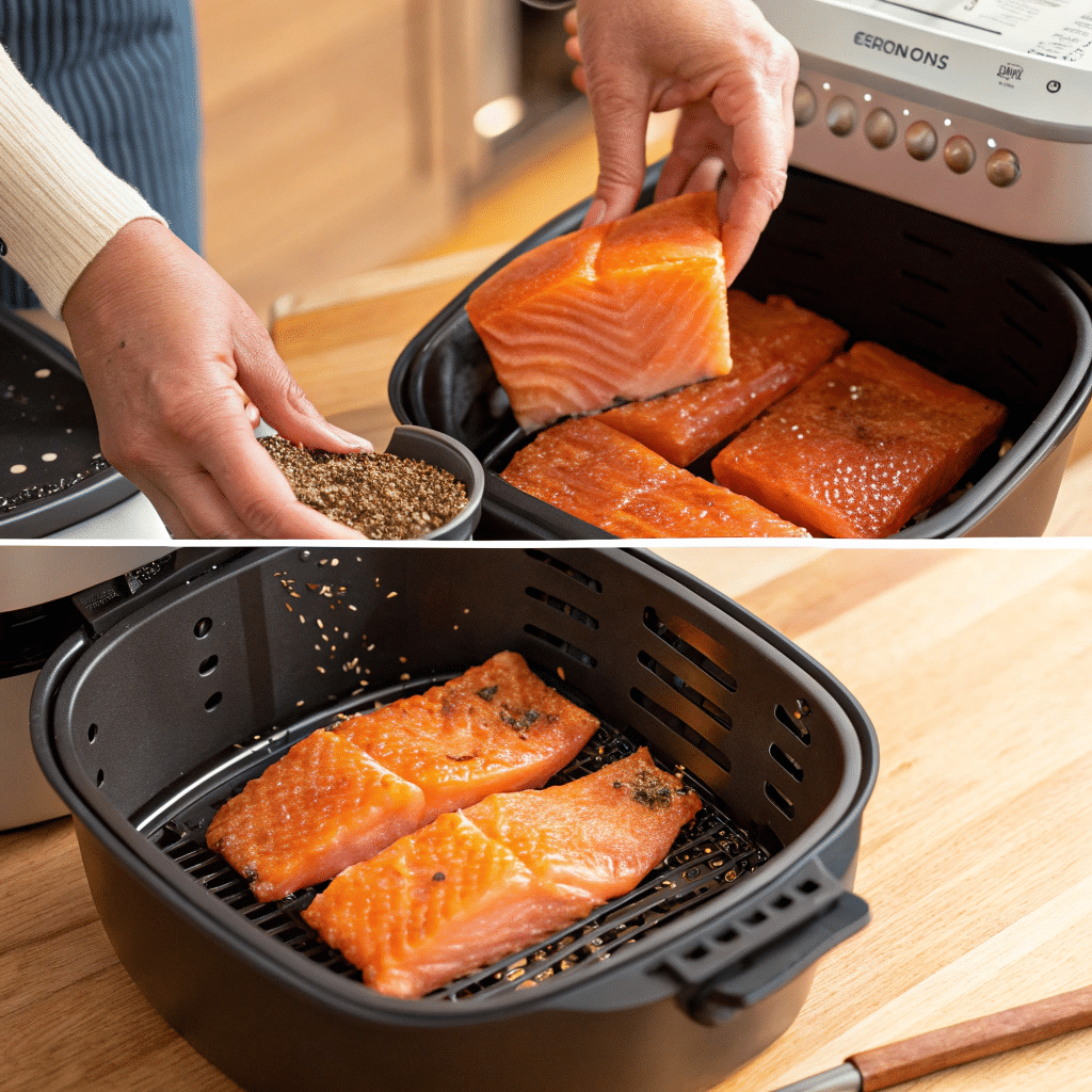 Step-by-step air fryer salmon recipe preparation
