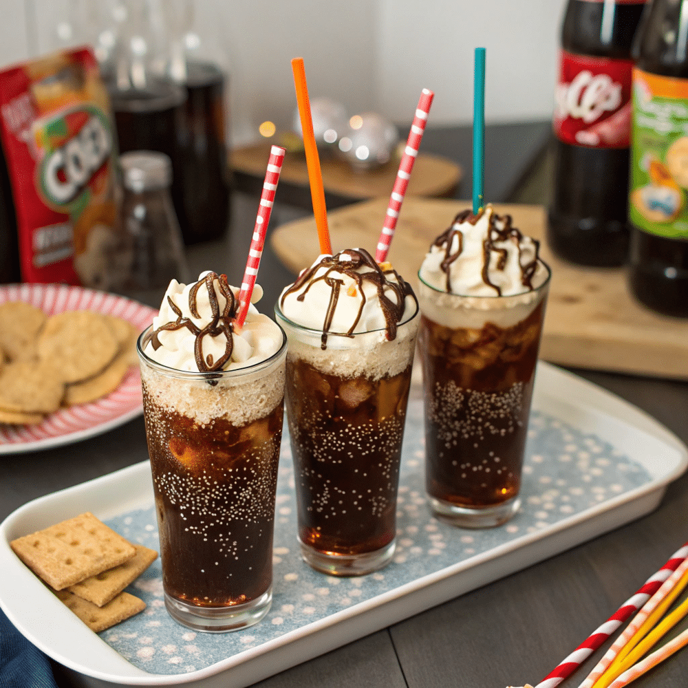 Party serving of Campfire Cola Dirty Soda with toppings