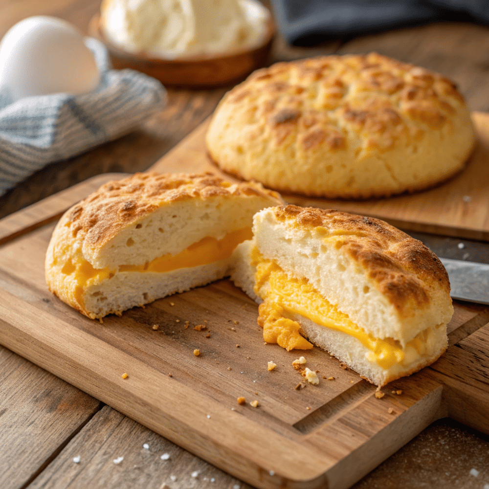 Cheese & Egg Cloud Keto Bread fresh out of the oven