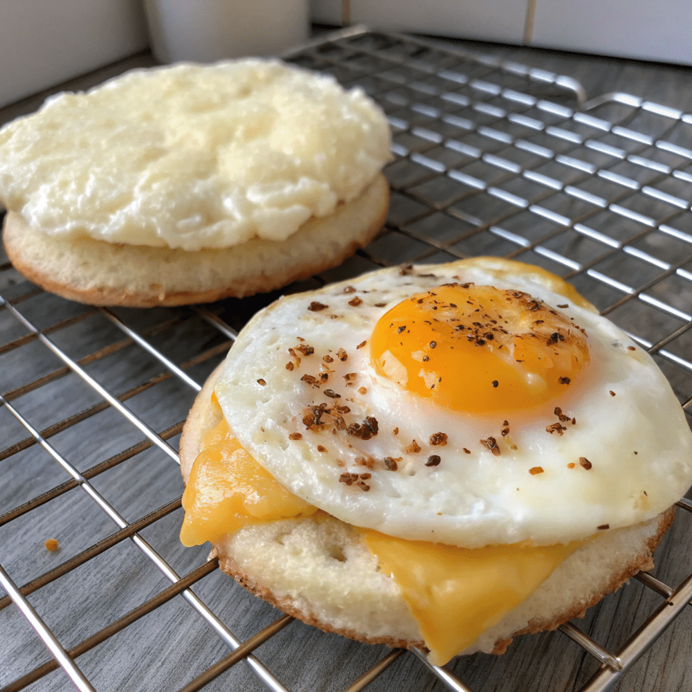 Flat vs fluffy Cheese & Egg Cloud Keto Bread comparison