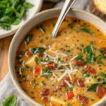 Keto Tuscan Soup served on a plate