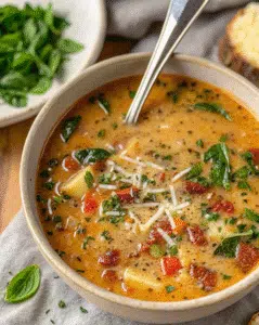 Keto Tuscan Soup served on a plate