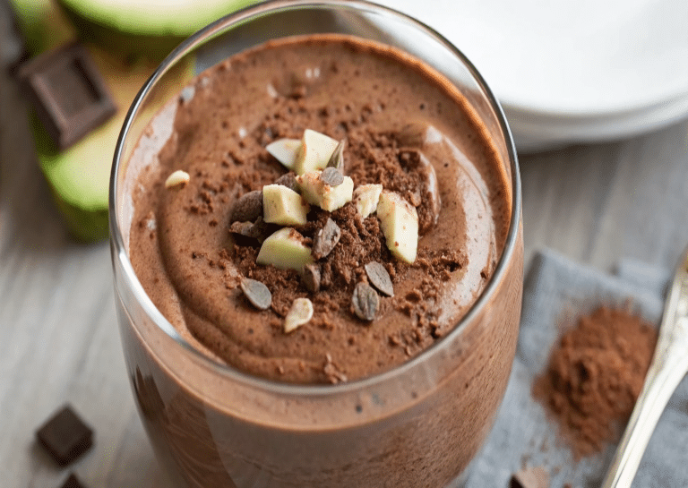 Chocolate Avocado Fat-Burning Smoothie served on a plate