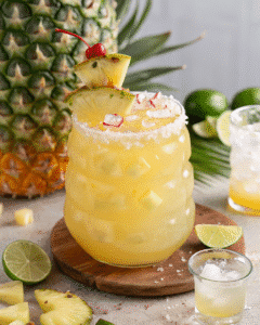 Non Alcoholic Piña Colada Punch served on a plate