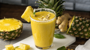 Pineapple Ginger Detox Smoothie Recipe served on a plate