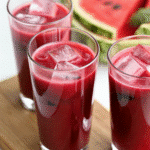 Watermelon Cherry Berry Beet Juice served on a plate