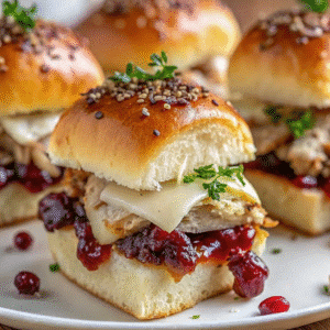 Turkey Cranberry Sliders served on a plate