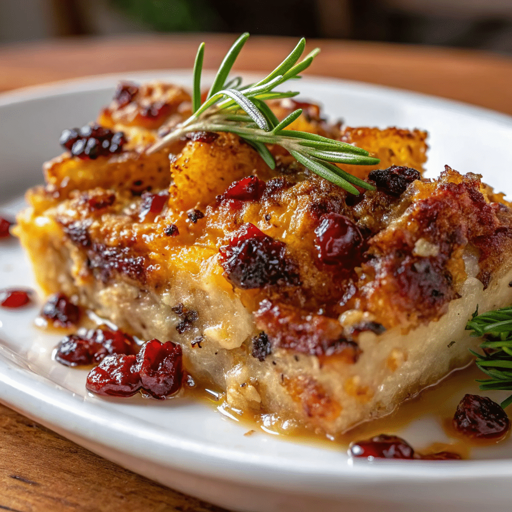 Potato & Cranberry Gratin served on a plate