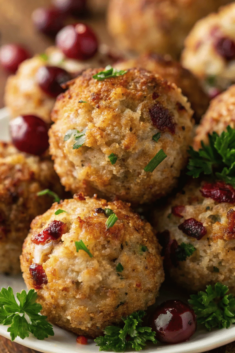 Thanksgiving Stuffing Balls served on a plate