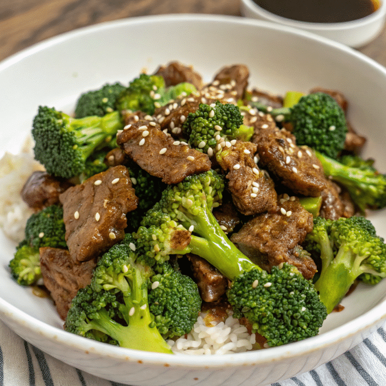 Keto Beef and Broccoli served on a plate