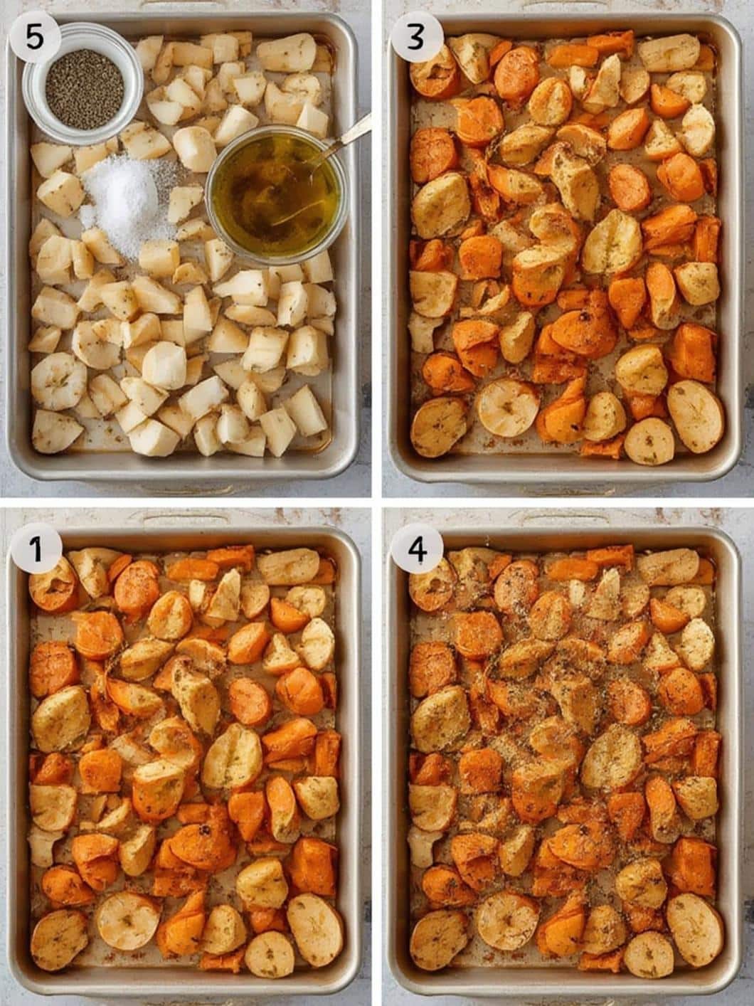 Chopped apples and carrots being tossed in a maple dijon glaze in a bowl.