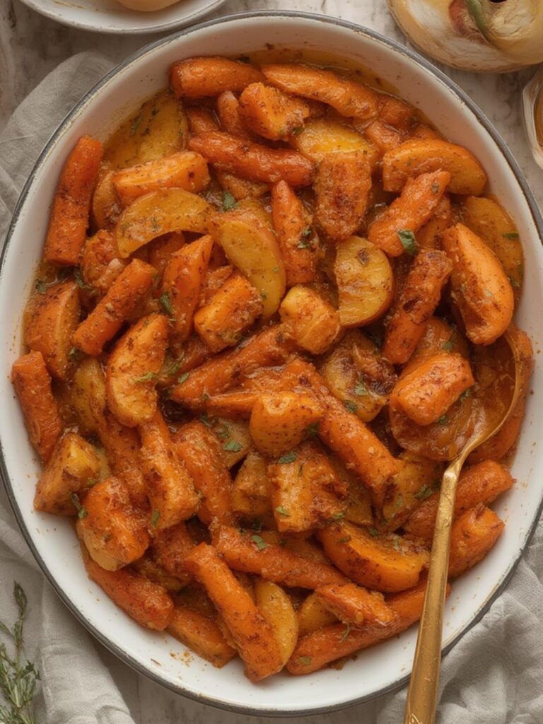 Autumn Bliss Maple Dijon Roasted Apples & Carrots recipe