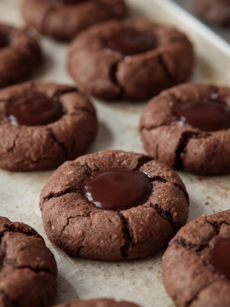 Chocolate Thumbprint Cookies preparing