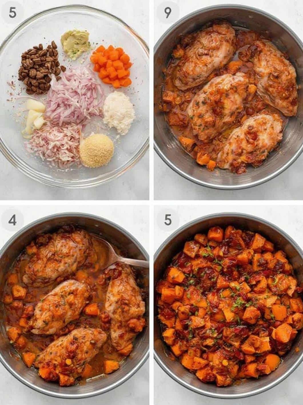 Steps for making cranberry glazed chicken