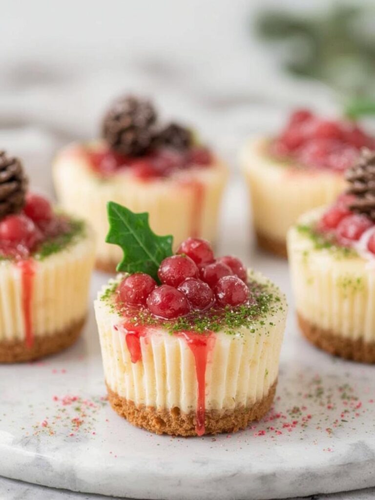 No-Bake Christmas Mini Cheesecakes