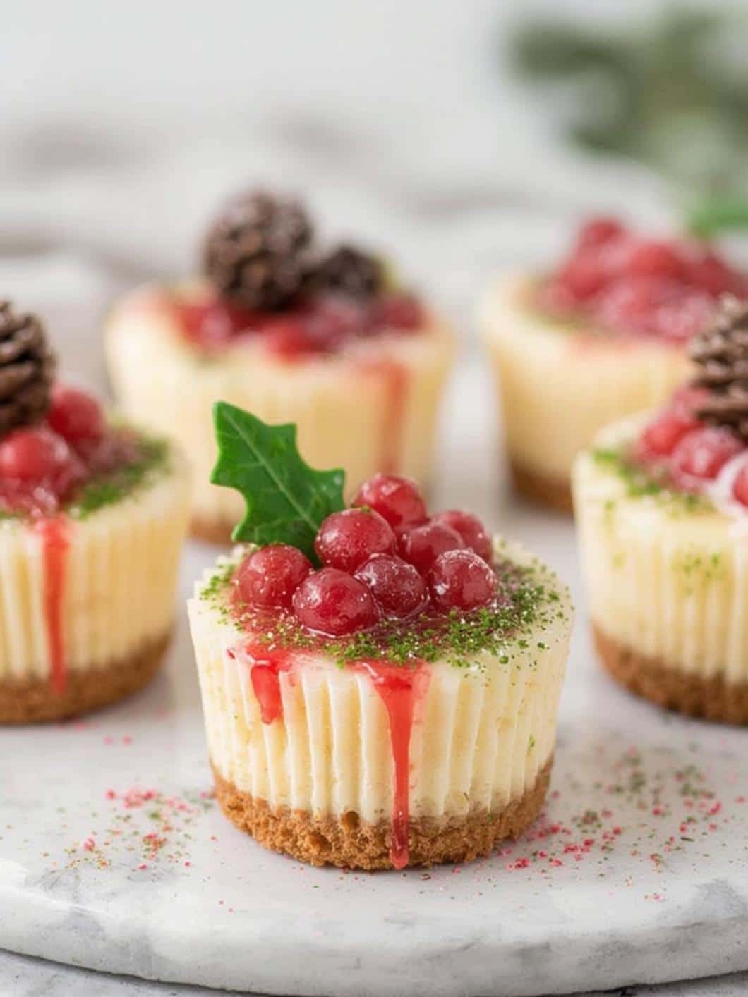 No-Bake Christmas Mini Cheesecakes