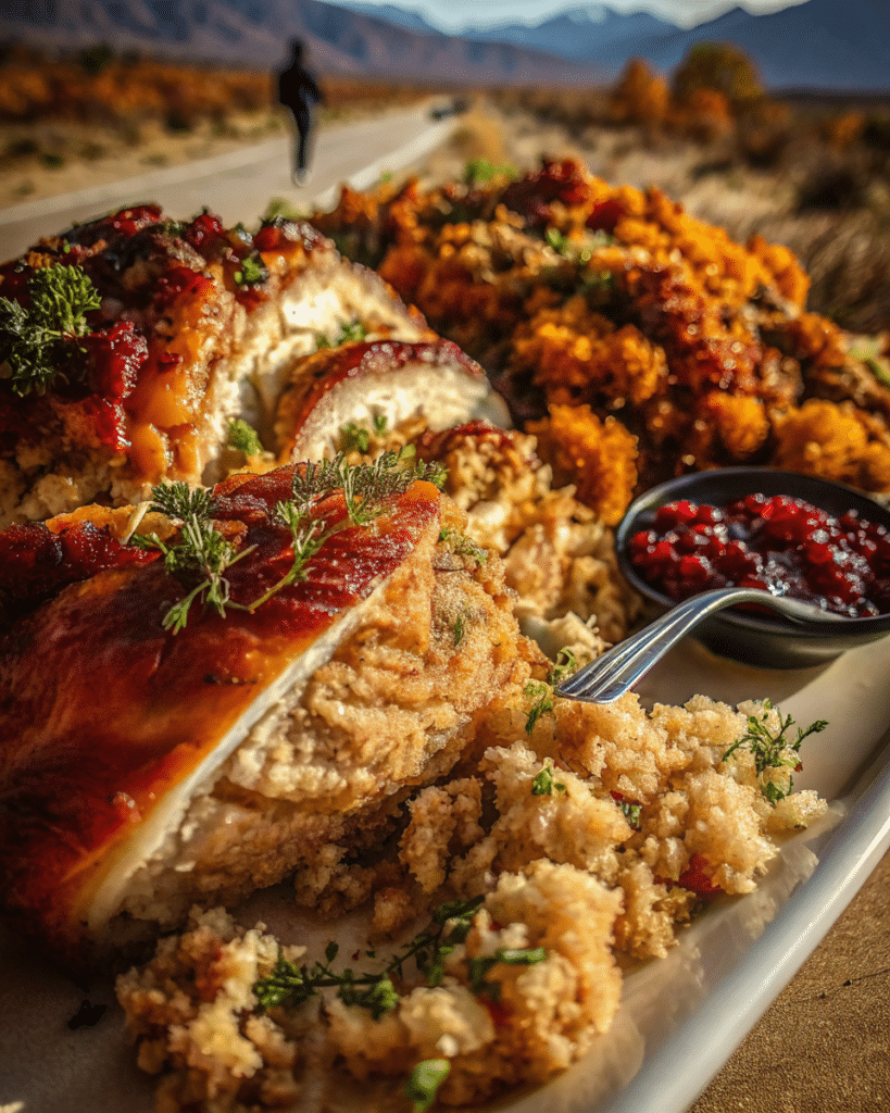 Cranberry Orange Glazed Turkey served on a plate