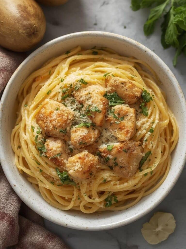 Healthy Garlic Parmesan Chicken Pasta