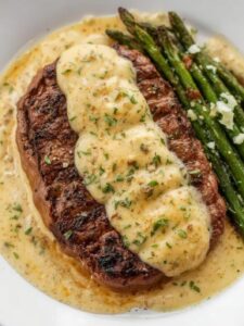 Garlic Butter Steak with Parmesan Cream Sauce recipe