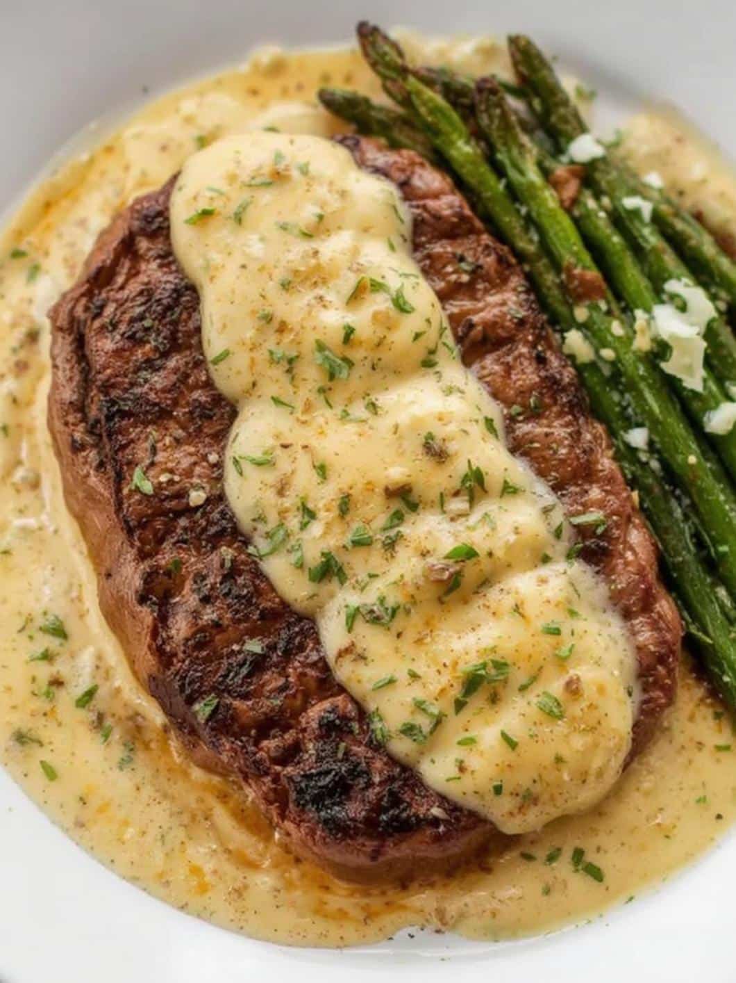 Garlic Butter Steak with Parmesan Cream Sauce recipe