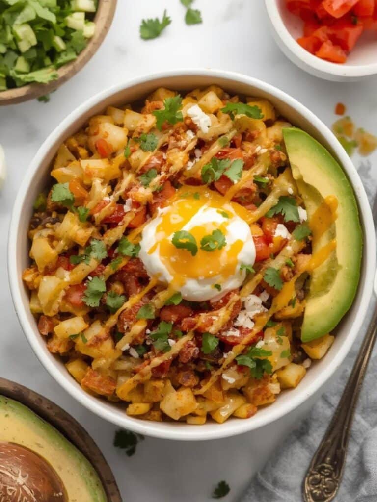 Loaded Potato Taco Bowl recipe preparing