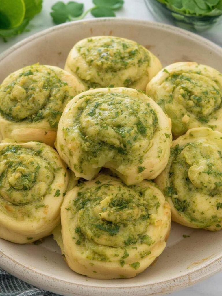St. Patricks Shamrock Garlic Pesto Rolls