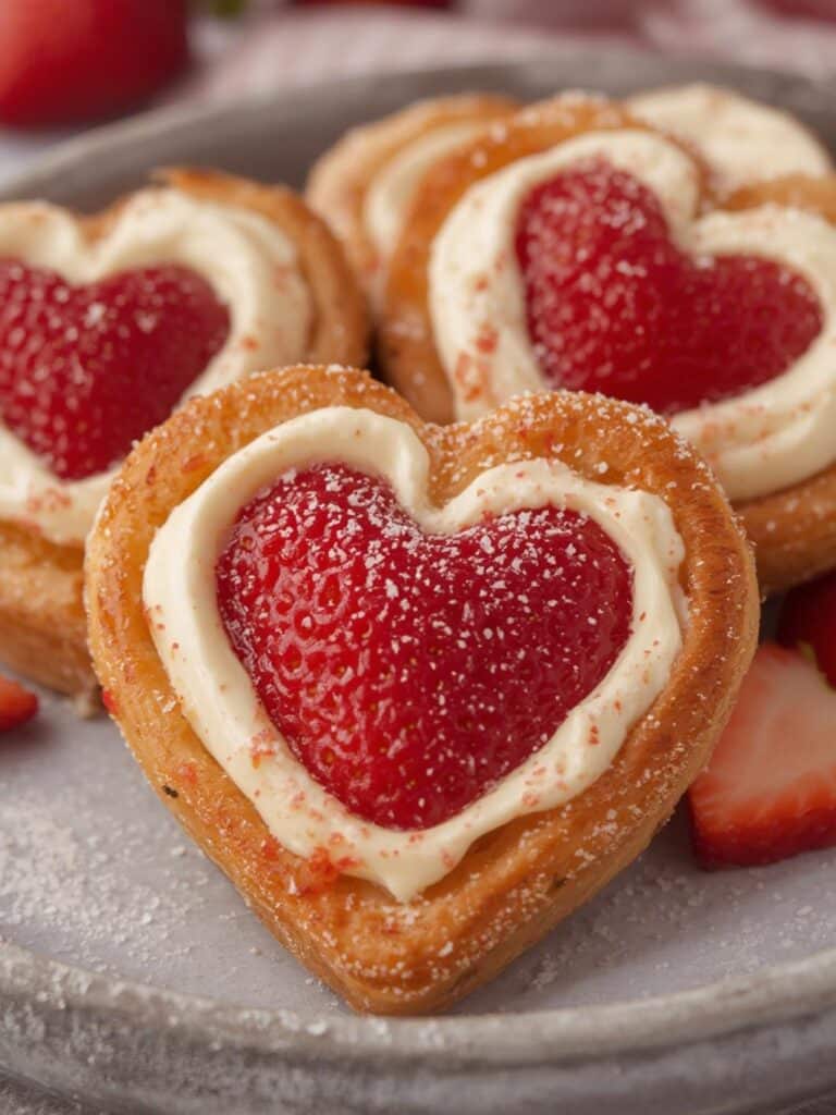 Strawberry Cream Cheese Heart Danishes preparing