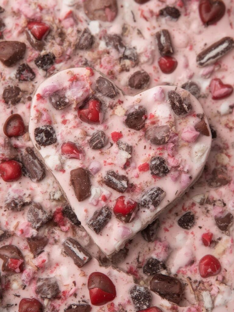 Valentine Day Oreo cookie bark preparing