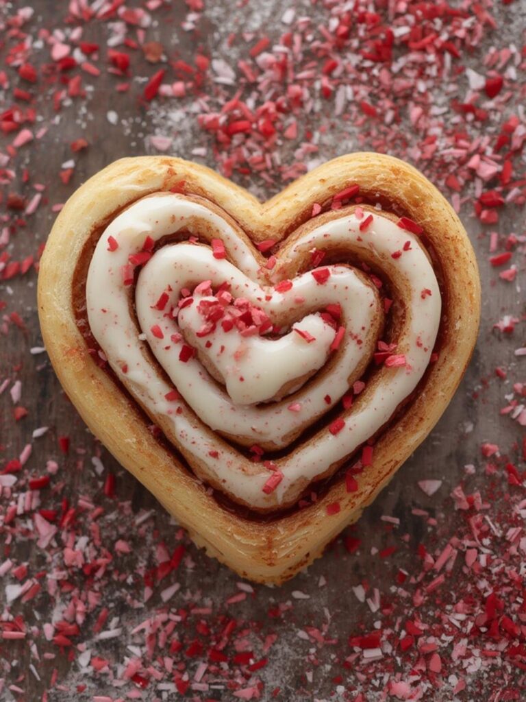 Valentine Heart Shaped Cinnamon Rolls